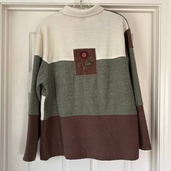 VTG Teddi cardigan patchwork sweater, XL - Picture 2 of 5